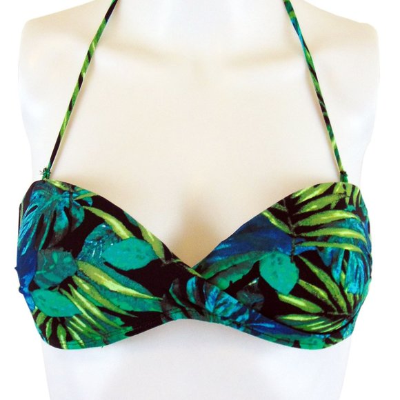 Ardene Swim Tropical Print Cross Over Bikini Top - Picture 1 of 3
